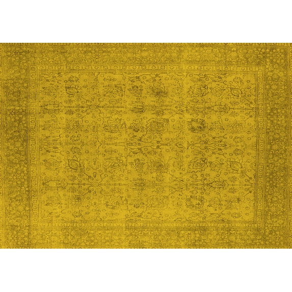 Ahgly Company Indoor Rectangle Oriental Yellow Industrial Area Rugs, 8' x 10'