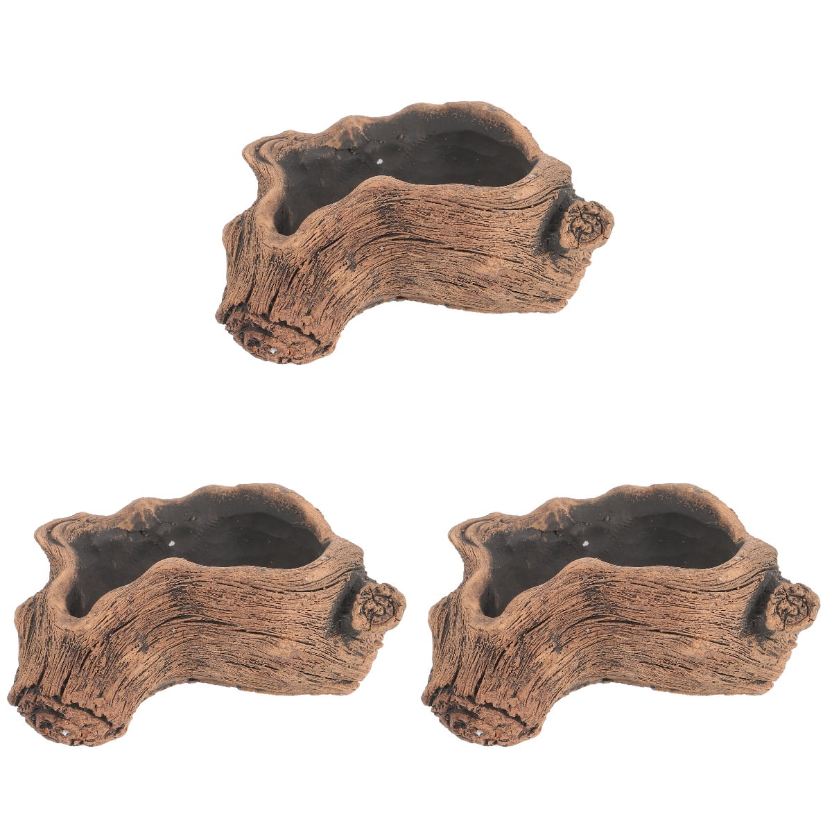 3pcs Vintage Style Flower Pots Set, Multi-Use Garden , Imitation Tree Stump Flowerpot for Indoor Outdoor Planting