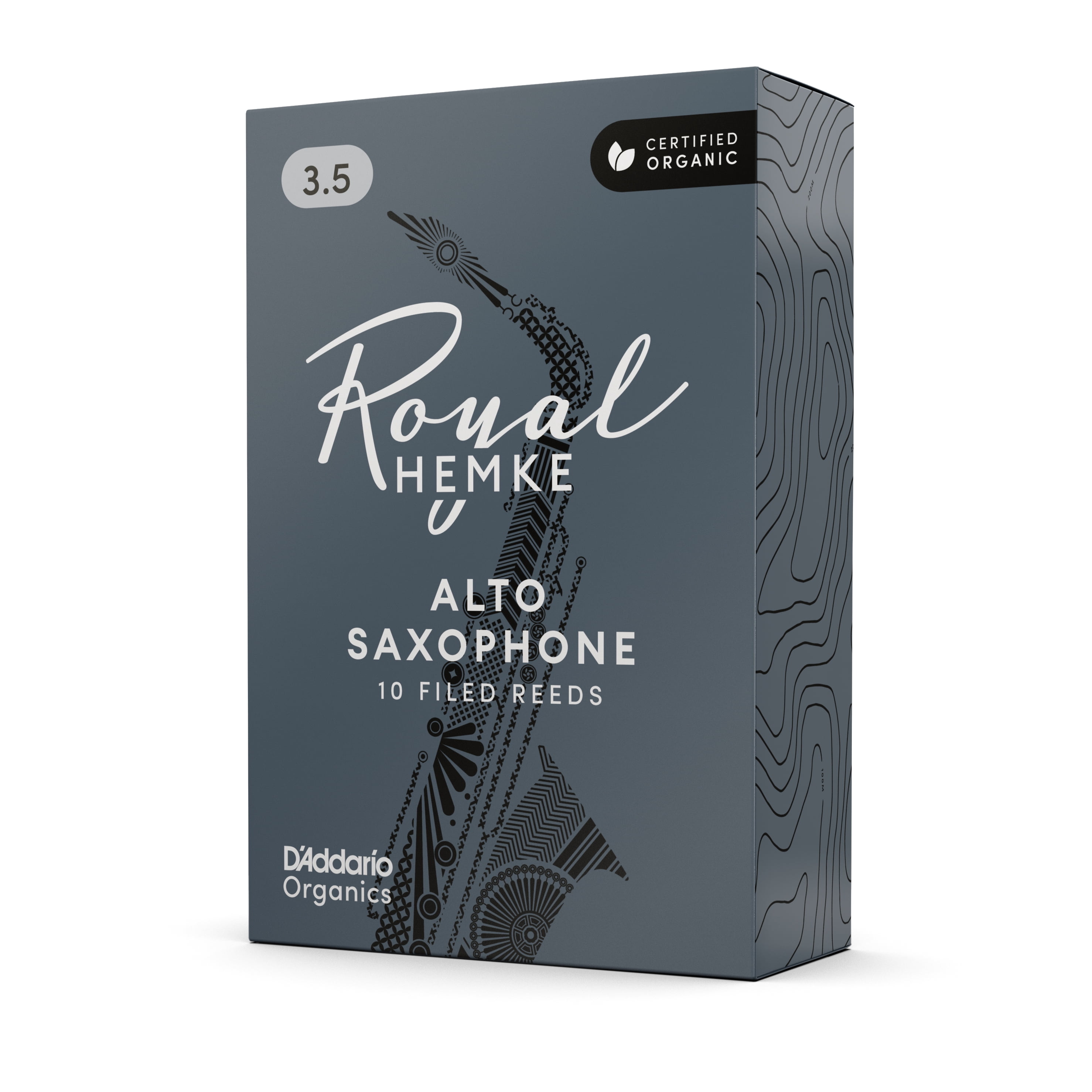 Royal Hemke Organic Alto Saxophone Reeds, Strength 3.5, 10-pack
