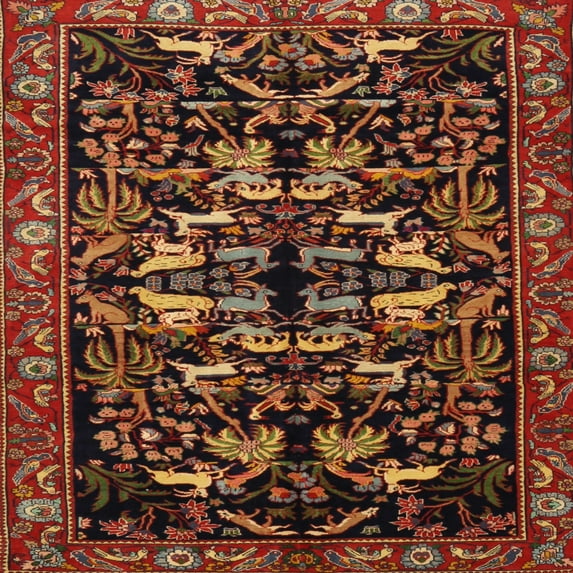 Ahgly Company Machine Washable Indoor Square Traditional Light Brown Area Rugs, 5' Square