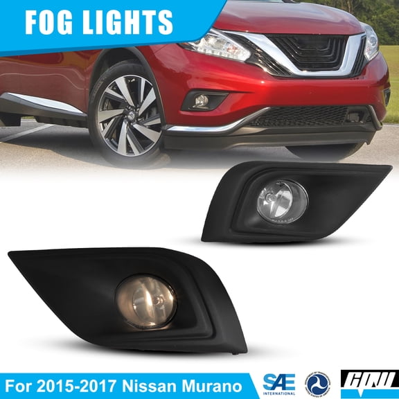 1 Pair Fog Lights Assembly for 2015 2016 2017 2018 Nissan Murano,Clear Lens