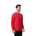 thumbnail image 3 of Zfeel Men Long Sleeve Poly T-Shirt, Pure Dry Fit High Performance Crewneck Tee, Red, L, 3 of 6