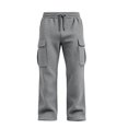 thumbnail image 2 of BXJX Boys Cargo Pants Size 10-12, Casual Fall Elastic Waist Multi Pocket Waffle Knit Trousers Gray, 2 of 8