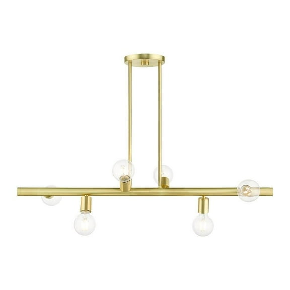 Mid Century Modern Six Light Chandelier-Satin Brass Finish Bailey Street Home 218-Bel-4362828