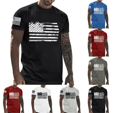 Black_Friday Deals Cyber and Monday Deals Nsxcdh Mens T-Shirts 4th of July T-Shirts for Men Mens 4th of July T-Shirts Perfect for Independence Day, Everyday Wear