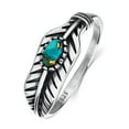 thumbnail image 2 of JQUEEN 925 Sterling Silver Ring Womens Feather Turquoise Rings Stacking Ring Vintage Statement Ring for Women Size 5-9, 2 of 5