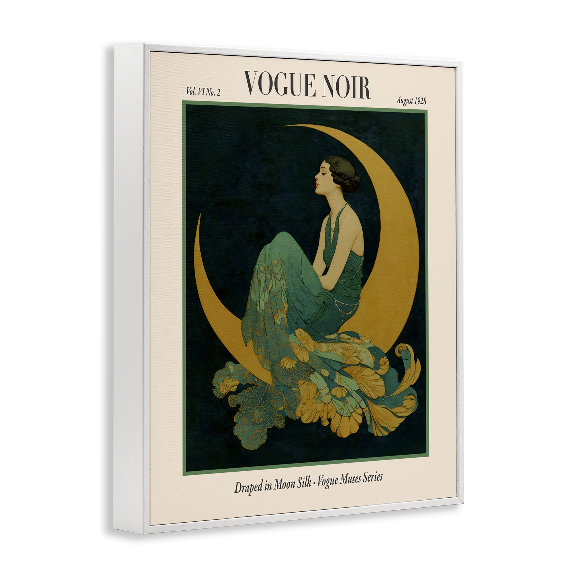 Stupell Industries Draped In Moon Silk White Framed Giclee Art, design by A Barefoot Stylist