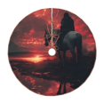 thumbnail image 1 of Lsque Lone Rider Under Red Sky Print Christmas Tree Skirt with Ties and Velcro,Xmas Holiday Decorations, Adjustable Tree Skirt-36", 1 of 6