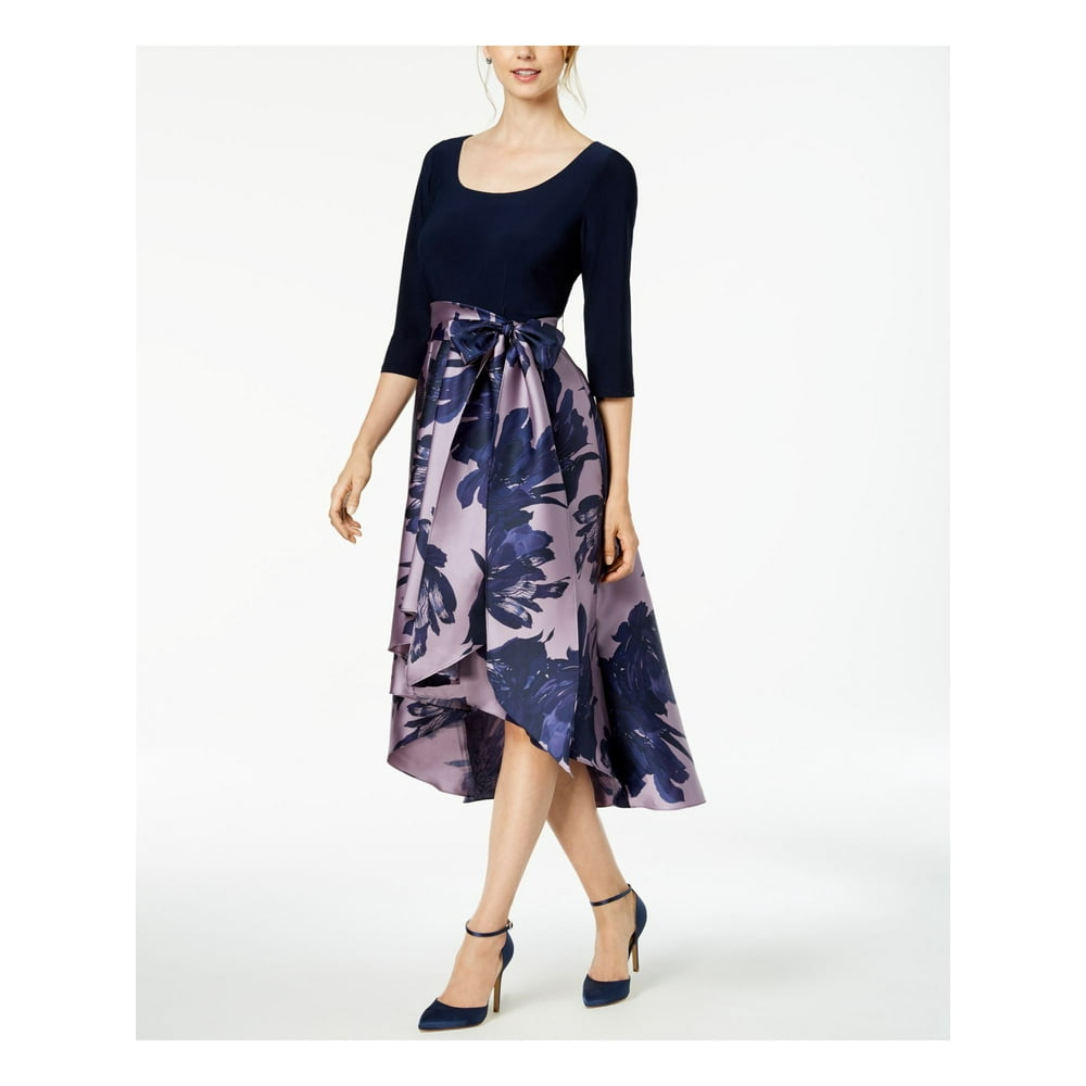 dressbarn DressBarn Women's Navy / Orchid Cascading High Low Dress