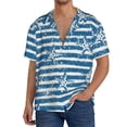 thumbnail image 1 of Balery Ocean on Striped Camisa Casual de Manga Corta con Botones para Hombre, Texturizada, Estilo Cubano, para Playa, Verano-Small, 1 of 5