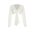 thumbnail image 1 of Liacowi Women Knit Cardigan Front Tie-up V Neck Long Sleeve Hollow Knitted Crop Smock Tops, 1 of 9