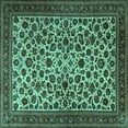 thumbnail image 1 of Ahgly Company Machine Washable Indoor Square Persian Turquoise Blue Traditional Area Rugs, 6' Square, 1 of 4