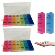 Pill Organizers 2 Pk 7 Day Pill Box Organizer Weekly Medicine Vitamins Storage Container Travel