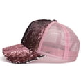 thumbnail image 5 of Women's Glitter Sequins Baseball Cap Mesh Back Trucker Hat Adjustable Snapback Sparkly Sun Hat for Carnival, Party, and Outdoor Wear,Pink, 5 of 7