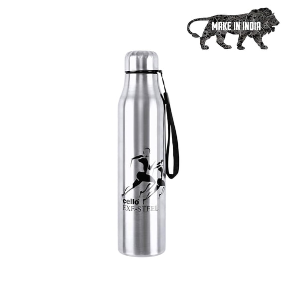 Goldie Stainless Steel Water Bottle - 1000ml, Silver | Best Usage For Office, College, Gym, Picnic - Single Wall Water Bottle | Leakproof, Durable, Portable, Rust Resistant
