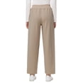 thumbnail image 3 of Pdbokew Women's High Waisted Wide Leg Pants Casual Pants with Adjustable Drawstring Waist Brown M, 3 of 8