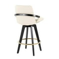 thumbnail image 4 of Lumisource Cosmo Contemporary Fixed-Height Counter Stool with Swivel in Black Wood with Round Gold Metal Footrest and Cream Faux Leather Seat - Set of 2, 4 of 7