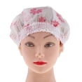 thumbnail image 3 of Mujeres flor baño sombrero cara pelo cubierta elástico impermeable reutilizable Rosado Colcomx Gorro de ducha para el cabello, 3 of 8