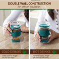 thumbnail image 6 of Tupkee Double Wall Glass Tumbler - 8-Ounce, All Glass Reusable Insulated Tea/Coffee Mug & Lid, Hand Blown Glass Travel Mug - Cyan, 6 of 7