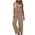 thumbnail image 4 of SDNall Jumpsuit for Women Sleeveless Loose Overalls Rompers Cotton Linen Wide Leg Jumpsuits Rompers for Women, 4 of 9
