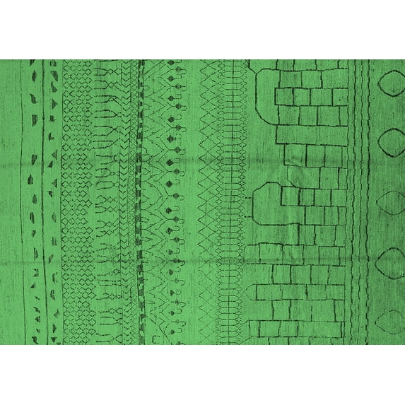 Ahgly Company Indoor Rectangle Solid Emerald Green Modern Area Rugs, 2' x 3'