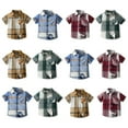 thumbnail image 5 of Gyratedream Toddler Little Boy Single-breasted Button down Shirt 2 Pieces Infant Kids Plaid Print Short Sleeve Lapel Collar Shirt Baby Child Summer Casual Clothes for 3 Months-8 Years, 5 of 5