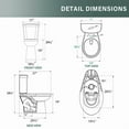 thumbnail image 5 of 19 Inch Tall Toilet for Seniors, ADA High Toilet, Comfort Bowl Height Bathroom Toilet, Two-Piece Dual Flush 1.1/1.6 GPF, 12 Inch Rough In,Bone Color, Round Bowl for Small Bathroom, 5 of 9