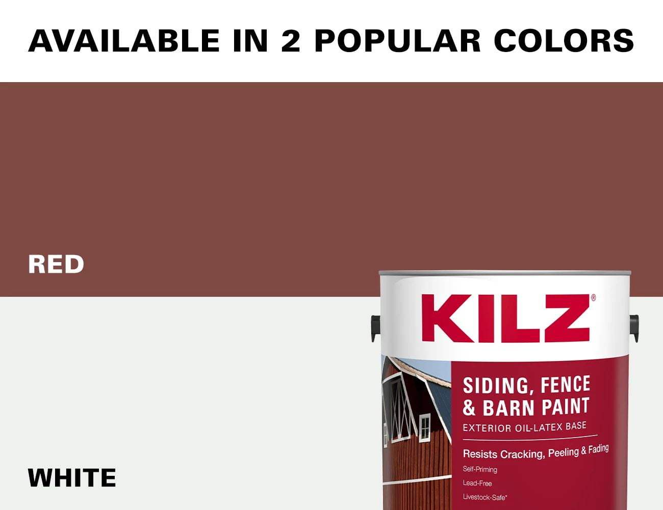 KILZ Siding, Fence, and Barn Paint, Exterior, Red, 1 Gallon