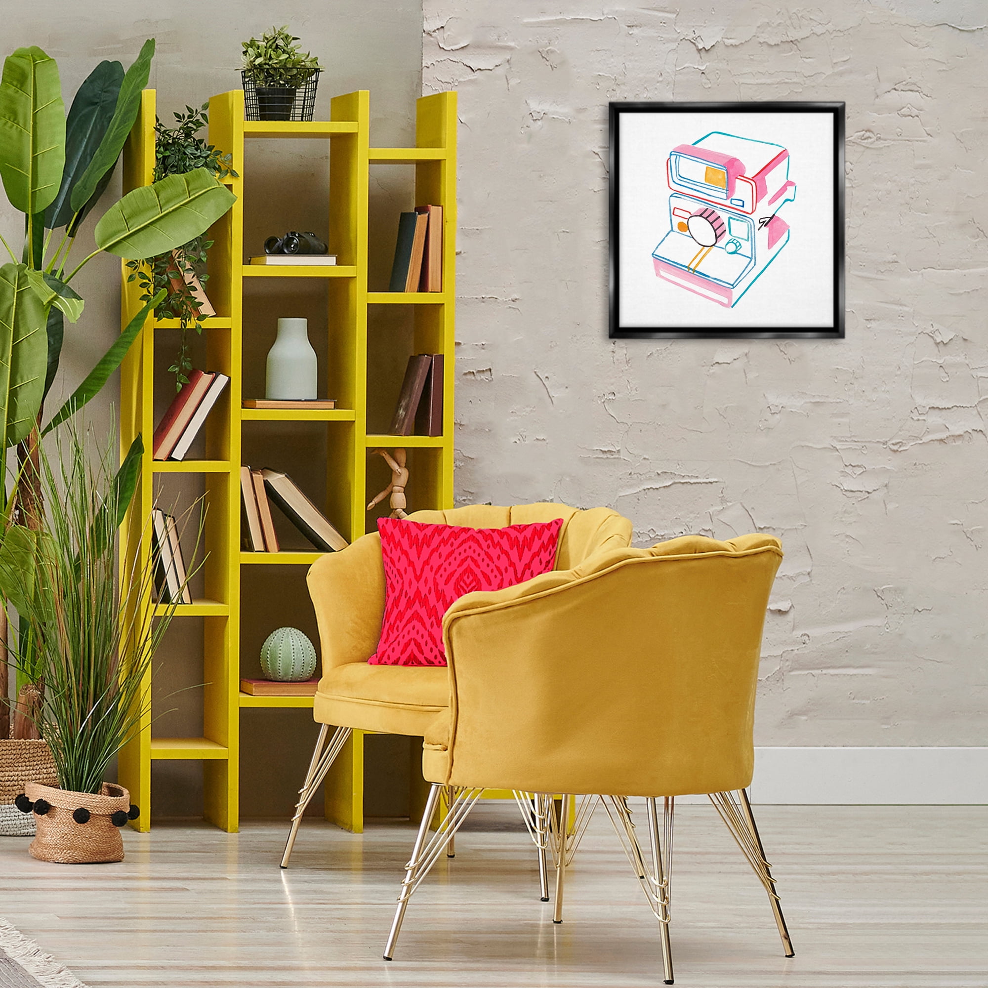 Stupell Industries Pastel Film Camera Novelty Painting Black Floater Framed Art Print Wall Art, 18 x 18