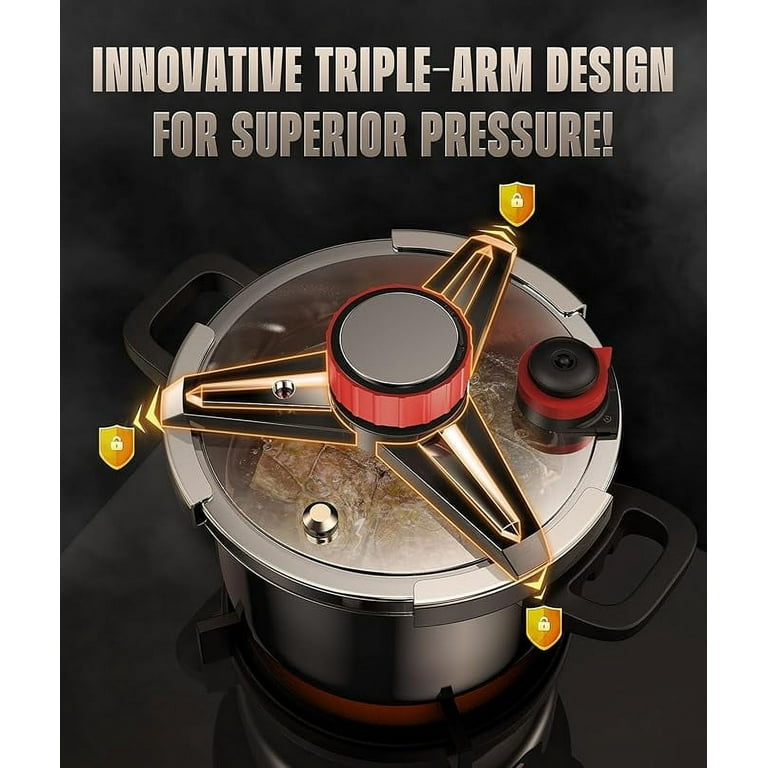 ZILODE 7 Quart Stainless Steel Pressure Cooker, 15 PSI, Olla