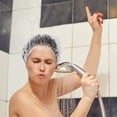 thumbnail image 4 of Gorras de ducha desechables, 100 pzs gorras de ducha transparentes impermeables de plástico, gorras de ducha de baño, gorras de pelo compatibles con las mujeres, spa, hotel, peluquería Afortunado Sencillez, 4 of 4