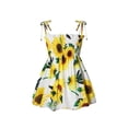thumbnail image 3 of Douhoow 1-6 Years Girls Sunflower Dress Kids Summer Sleeveless Strap Dress Flower Print Sundress, 3 of 6