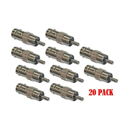 RCA Male Plug to BNC Female Jack Adapter Connector Coupler for CCTV (20/pack)