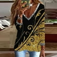 thumbnail image 2 of Hfyihgf Womens Tops Dressy to Wear with Leggings Sequins Trim V Neck Glitter Printed Graphic Elegant Long Sleeve T-Shirts Blouses(Yellow,L), 2 of 5