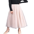 thumbnail image 4 of Jupe Longue en Tulle pour Femme Robe Tutu Évasée Plissée en Chiffon Taille Élastique Jupe Midi, 4 of 6