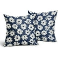 thumbnail image 2 of Navy Blue Pillow Covers 16X16 Inch White Floral Daisy Geometry Decorative Couch Pillow Cases Spring Summer Flower Throw Pillows Set of 2 Farmhouse Home Decor for Room Porch Patio Couch Outdoor, 2 of 6