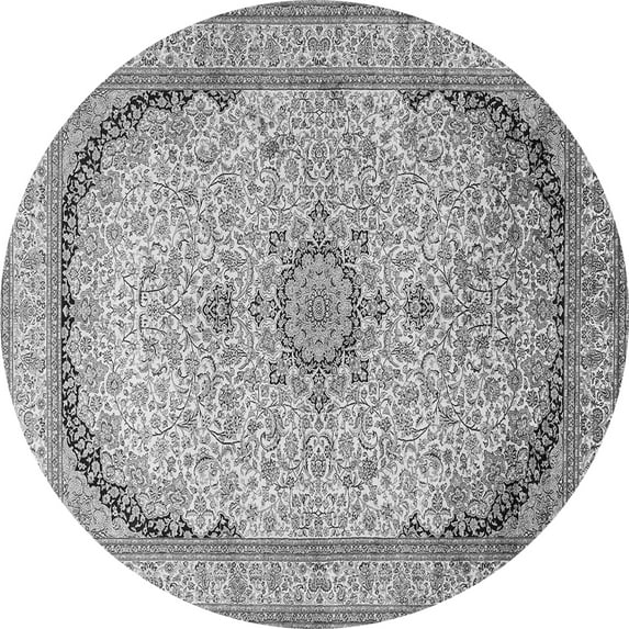 Ahgly Company Indoor Round Medallion Gray Traditional Area Rugs, 3' Round