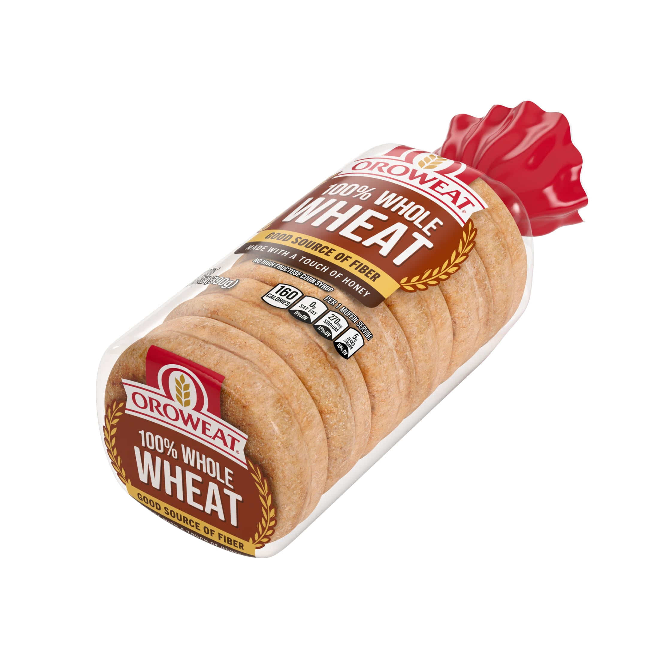 Oroweat Whole Grains Whole Wheat English Muffins, 6 count, Pre-sliced English Muffins, 13.75 oz Bag