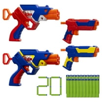 Adventure Force Combo Strike Foam Dart Blaster Set, Spring-Powered, 4 Blasters with 20 Accu-Blast Darts, Outdoor Play, Compatible with Nerf and XShot, Ages 8