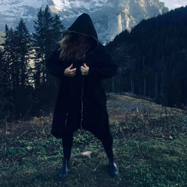 CAROOTU Unisex Long Sleeve Hooded Nazgul Long Coat Zipper Closure Fleece Lined Long Hoodie Walmart