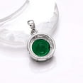 thumbnail image 2 of Emerald - Simulated 925 Silver Platinum Plated Pendant 0.80" P77921, Emerald Pendant, Gift For Her, Round Pendant, Green Pendant, 2 of 2