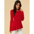 thumbnail image 4 of INSPIRE CHIC Women's Long Sleeve Ribbed Knit Ruffle Hem Peplum Top, 4 of 6