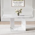 thumbnail image 2 of JUFU 63'' Faux Marble Dining Table, White MDF Rectangle Kitchen Table for 4–6, Modern Dining Room Table, 2 of 11