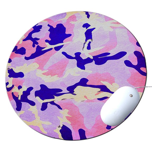 KuzmarK Round Mousepad / Hot Pad / Trivet - Purple Camouflage