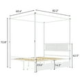 thumbnail image 2 of Dextrus Queen Size Canopy Platform Bed with Drawers, White, 2 of 5