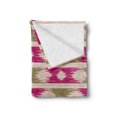 thumbnail image 2 of Abstract Soft Flannel Fleece Throw Blanket, Inspired Motif Ornamental Horizontal Lines, Cozy Plush for Indoor and Outdoor Use, 70" x 90", Olive Green Pink, by Ambesonne, 2 of 5