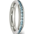 thumbnail image 4 of Stainless Steel Polished 4mm December Teal Cz Ring (Size 7) Made In China sr130-7, 4 of 5