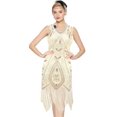 thumbnail image 1 of Metme Robe Flapper des Années 1920 pour Femmes Sequins Art Déco Sans Manches Robe Gatsby Abricot, 1 of 4