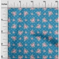 thumbnail image 2 of oneOone Cotton Cambric Teal Blue Fabric Floral Craft Projects Decor Fabric Printed By The Yard 56 Inch Wide, 2 of 4