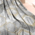 thumbnail image 3 of Gray Marble Gold Hexagon Pattern Blanket,Comfortable Soft Lamb Wool Throw Blanket,All Season,Warm Lightweight Blankets for Sofa Bed Couch Living Room Chair,40"x50", 3 of 4